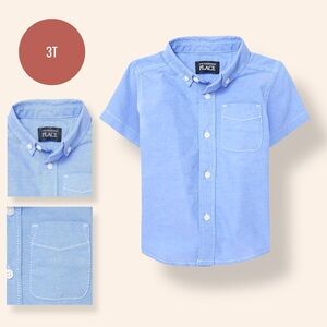 The Children’s Place Boys Light Blue Short Sleeve Button-Down Shirt – Size 3T